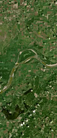 The letter A seen from orbit at Hickman, Kentucky