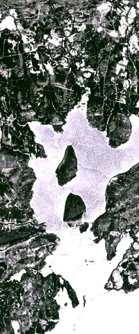 The letter A seen from orbit at Farm Island, Maine