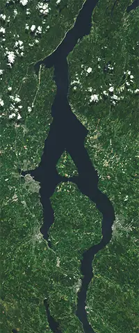The letter A seen from orbit at Lake Mjøsa, Norway