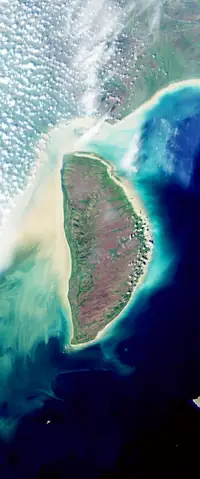 The letter D seen from orbit at Akimiski Island, Canada