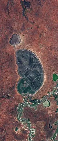 The letter D seen from orbit at Lake Tandou, Australia