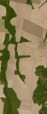 The letter F seen from orbit at Mato Grosso, Brazil