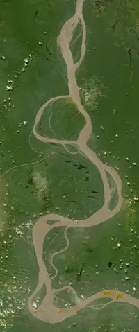 The letter G seen from orbit at Fonte Boa, Amazonas