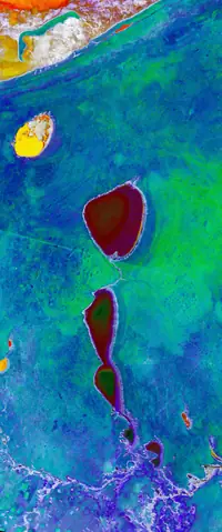 The letter I seen from orbit at Etosha National Park, Namibia
