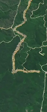 The letter L seen from orbit at Nusantara, Indonesia