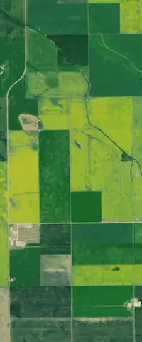 The letter L seen from orbit at Regina, Saskatchewan, Canada