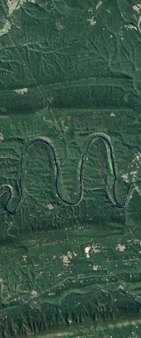 The letter M seen from orbit at Potomac River