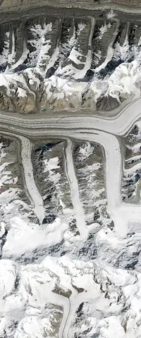 The letter M seen from orbit at Tian Shan Mountains, Kyrgyzstan