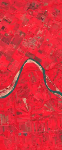 The letter N seen from orbit at Yapacani, Bolivia