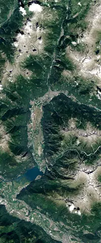 The letter R seen from orbit at Province of Sondrio, Italy