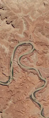 The letter R seen from orbit at Canyonlands National Park, Utah