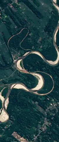 The letter S seen from orbit at Rio Chapare, Bolivia