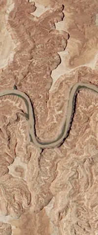 The letter U seen from orbit at Canyonlands National Park, Utah