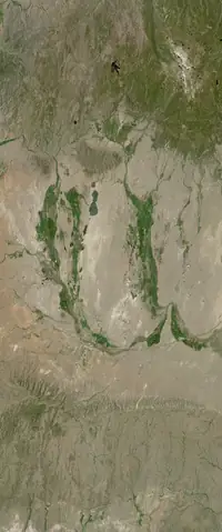 The letter U seen from orbit at Bamforth National Wildlife Refuge, Wyoming