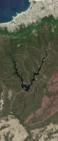 The letter V seen from orbit at New South Wales, Australia