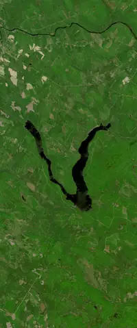 The letter V seen from orbit at Mapleton, Maine