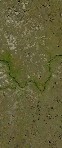 The letter W seen from orbit at Ponoy River, Russia