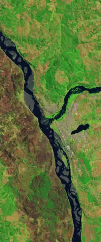 The letter Y seen from orbit at Bíobío River, Chile