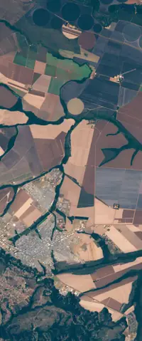 The letter Z seen from orbit at Primavera do Leste, Brazil