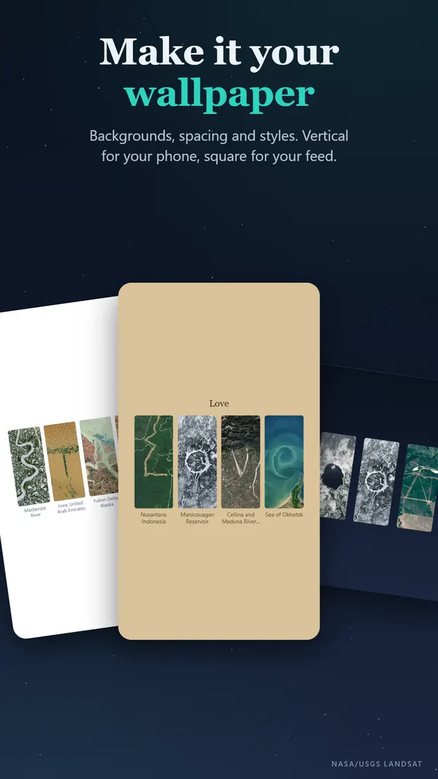 Three name compositions on different backgrounds